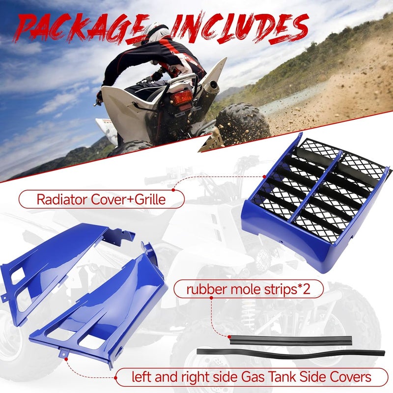ATVMaster Blue Plastic Gas Tank Side Covers with Grill, Compatible with Yamaha Banshee 350 1987-2006, 2-PC Set, OE 2GU-W2175-80-00,2GU-21711-80-00, 2GU-23391-80-00 - Image 5
